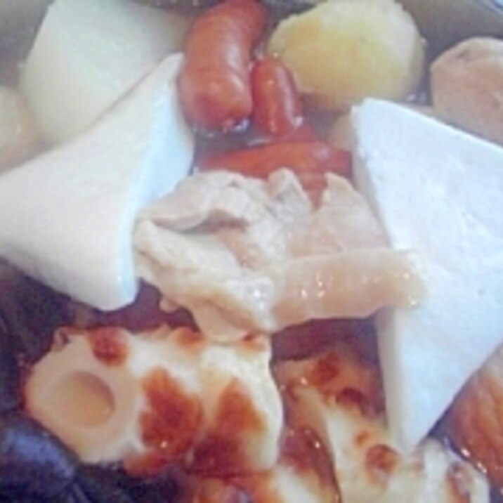 圧力鍋で2分半、鶏モモ肉と塩こうじ入りおでん♪
